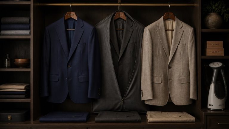 hang suits on wooden hangers