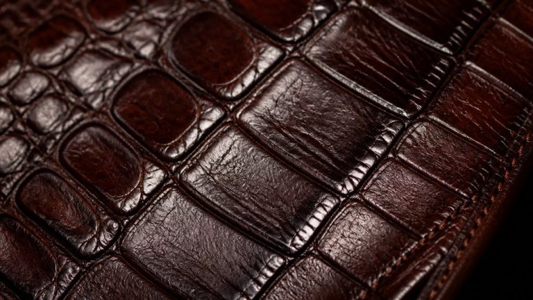 imitation crocodile textured leather