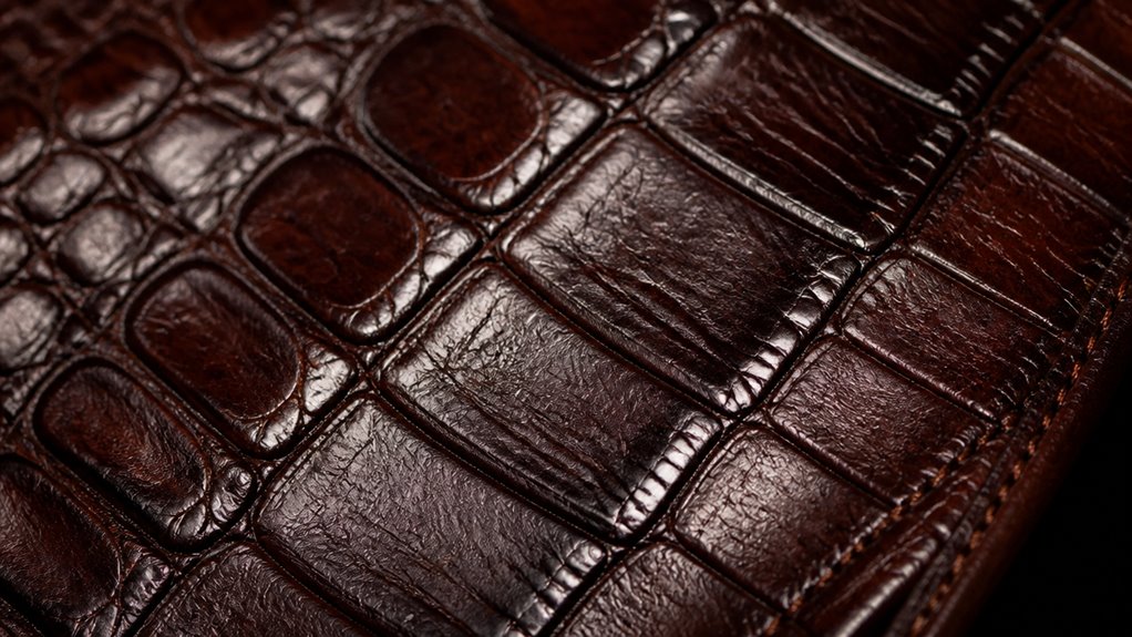 imitation crocodile textured leather
