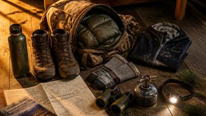 layered clothing sturdy boots
