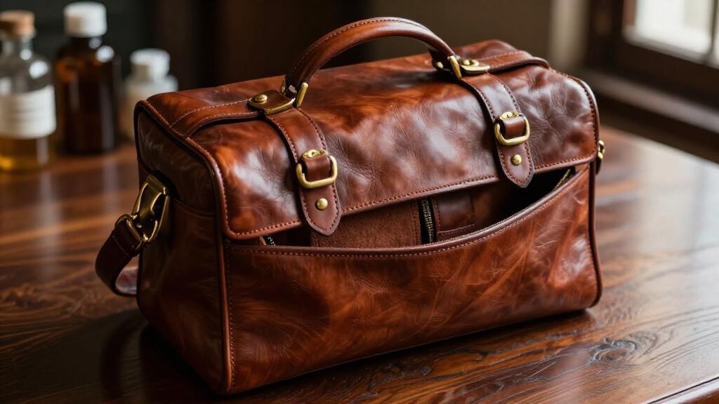 structured leather medical satchel