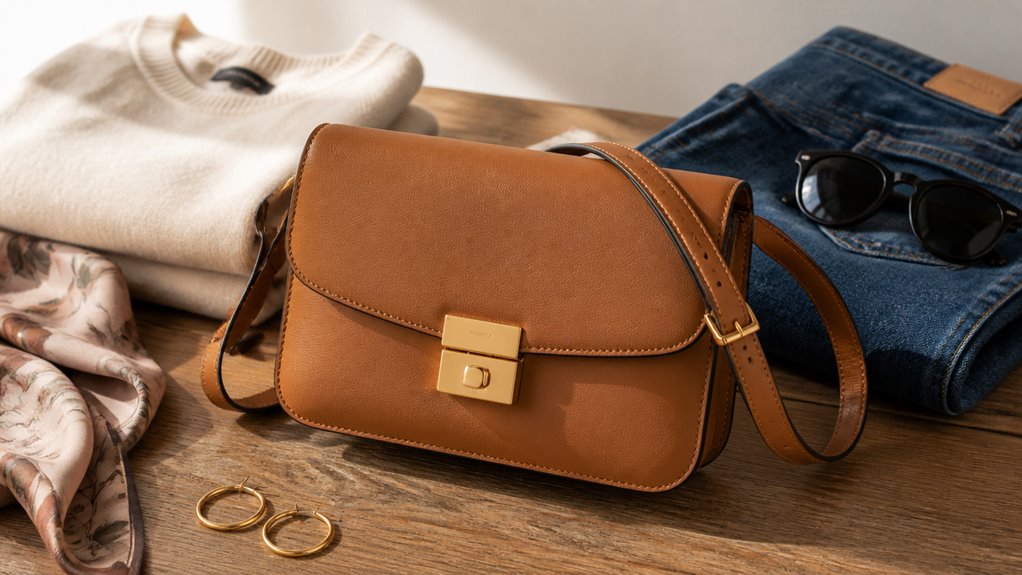 neutral colored purse black