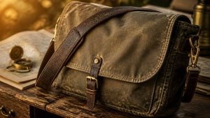 rugged waxed canvas messenger