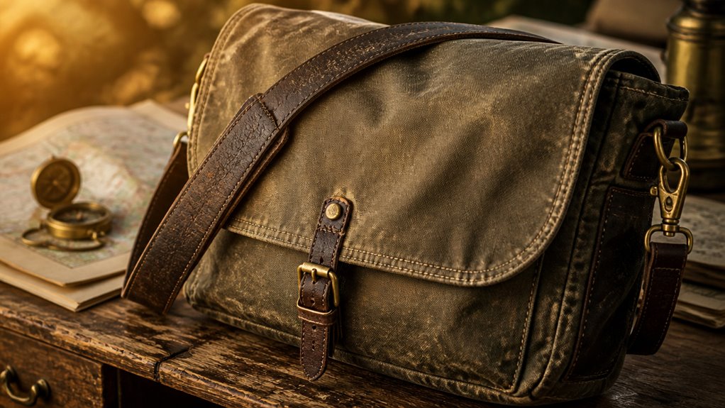 rugged waxed canvas messenger